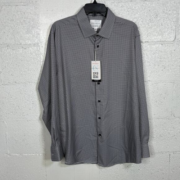 ConStruct Men's Slim Fit Gingham Stretch Cooling Dress Shirt Black XL $70 - Picture 1 of 9